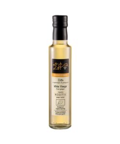 Wisdom Of Nature: Organic White Grape Vinegar Mandarin  Spices From Roditis Variety (Glass Bottle -250ml)