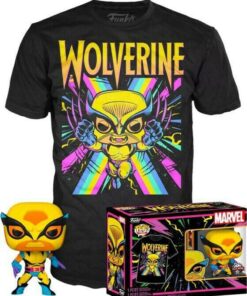 Funko Pop! Tees: Marvel X-Men Wolverine (Blacklight) (Special Edition) #802 Bobble Head Vinyl Figure  T-Shirt - M