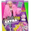 Mattel Barbie Extra: Doll with Fluffy Pink Jacket with Pet Unicorn Pig (GRN28)