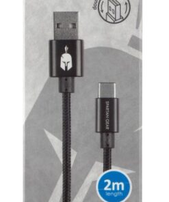 Spartan Gear - Double Sided USB Cable (Type C) (length: 2m - compatible with playstation 5, xbox series x/s, tablet, mobile) (colour: Black)