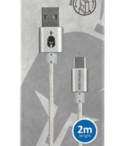 Spartan Gear - Double Sided USB Cable (Type C) (length: 2m - compatible with playstation 5, xbox series x/s, tablet, mobile) (colour: White)