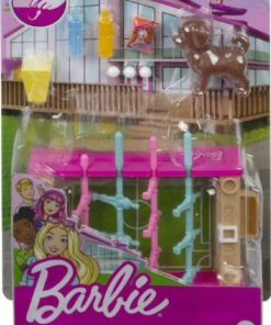 Mattel Barbie: Mini Playset With Pet, Accessories And Working Foosball Table, Game Night Theme (GRG77)