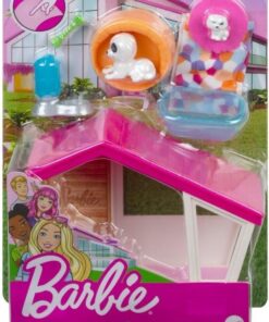Mattel Barbie: Mini Playset With 2 Pet Puppies, Doghouse And Pet Accessories (GRG78)