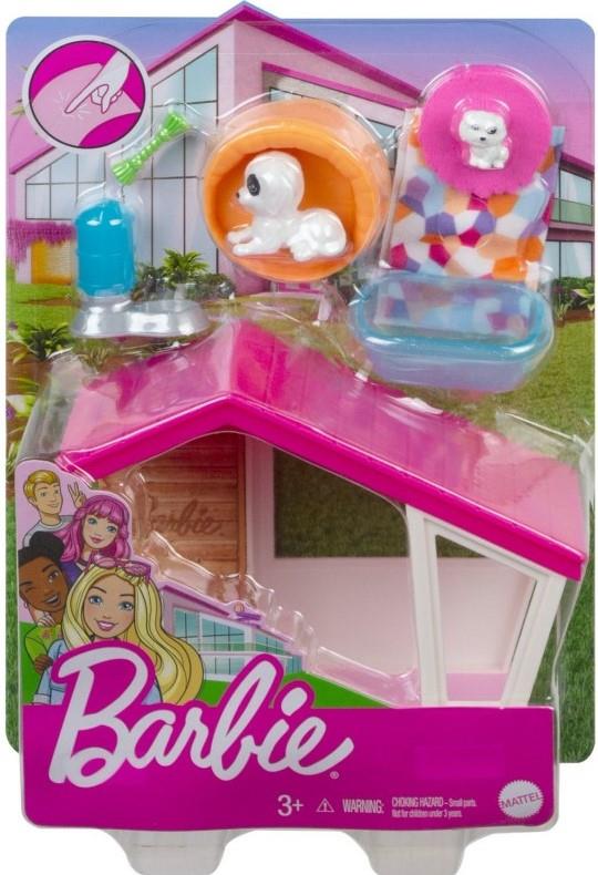 Mattel Barbie: Mini Playset With 2 Pet Puppies, Doghouse And Pet Accessories (GRG78)