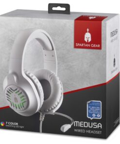 Spartan Gear - Medusa Wired Headset (compatible with PC, playstation 4, playstation 5, xboxone, xbox series x/s, switch) (color: White/Grey)