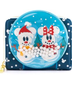 Loungefly Disney Snowman Mickey Minnie Snow Globe Zip Around Wallet (WDWA1786)