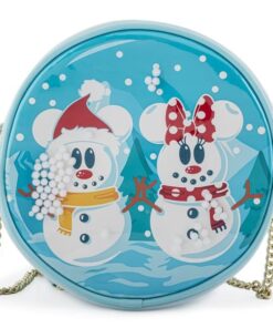 Loungefly Disney Snowman Mickey Minnie Snow Globe Crossbody Bag (WDTB2339)
