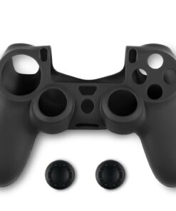 Spartan Gear - Controller Silicon Skin Cover and Thumb Grips (compatible with playstation 4) (colour: Black)