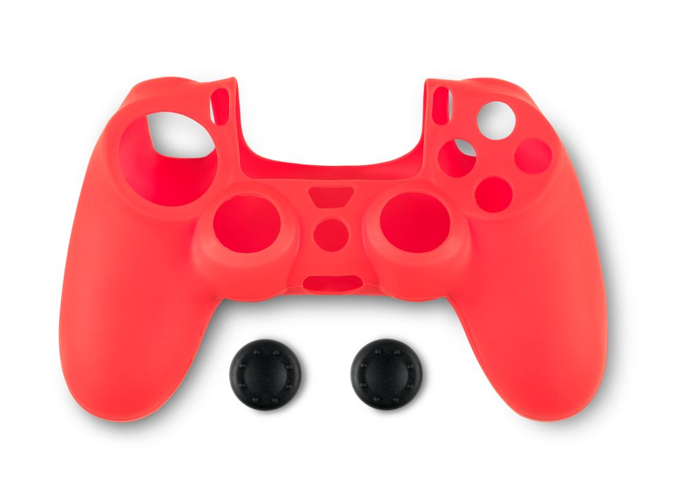Spartan Gear - Controller Silicon Skin Cover and Thumb Grips (compatible with playstation 4) (colour: Red)