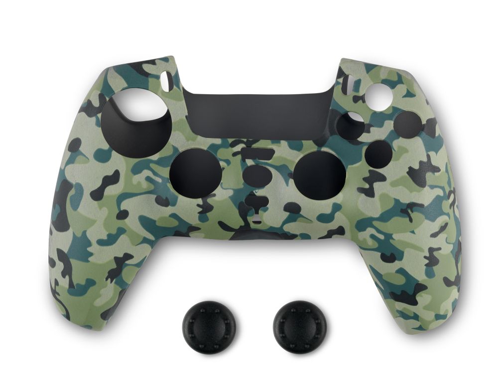 Spartan Gear - Controller Silicon Skin Cover and Thumb Grips (compatible with playstation 5) (colour: Green Camo)