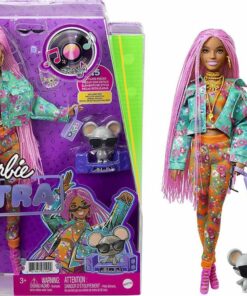 Mattel Barbie Extra: Pink Braids Hair Dark Skin Doll (GXF09)
