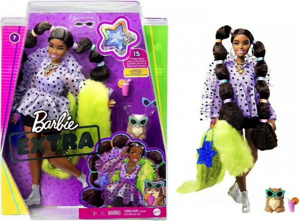 Mattel Barbie Extra: Bobble Hair Dark Skin Doll (GXF10)