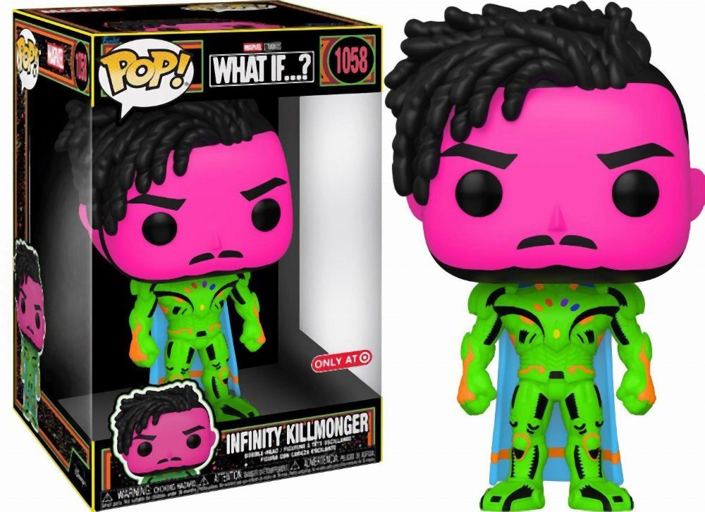 Funko Pop! Marvel Jumbo: What If...? - Infinity Killmonger (Blacklight) (Special Edition) #1058 Bobble-Head Vinyl Figure (10)