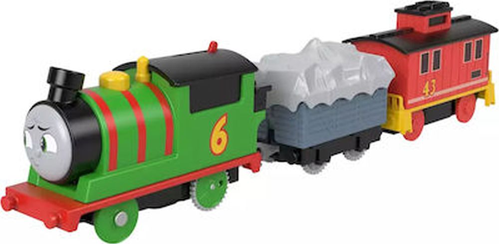 Fisher-Price Thomas Friends Motorized Greatest Moment - Percy Brake Car Bruno Motorized Train with 2 Wagons (HHN44)