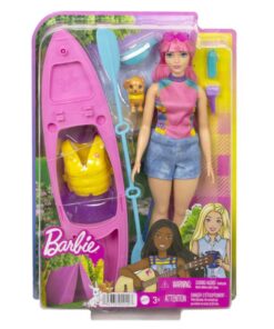 Mattel Barbie It Takes Two - Camping Playset With Curvy Daisy Doll with Pink Hair, Pet Puppy  Kayak (HDF75)