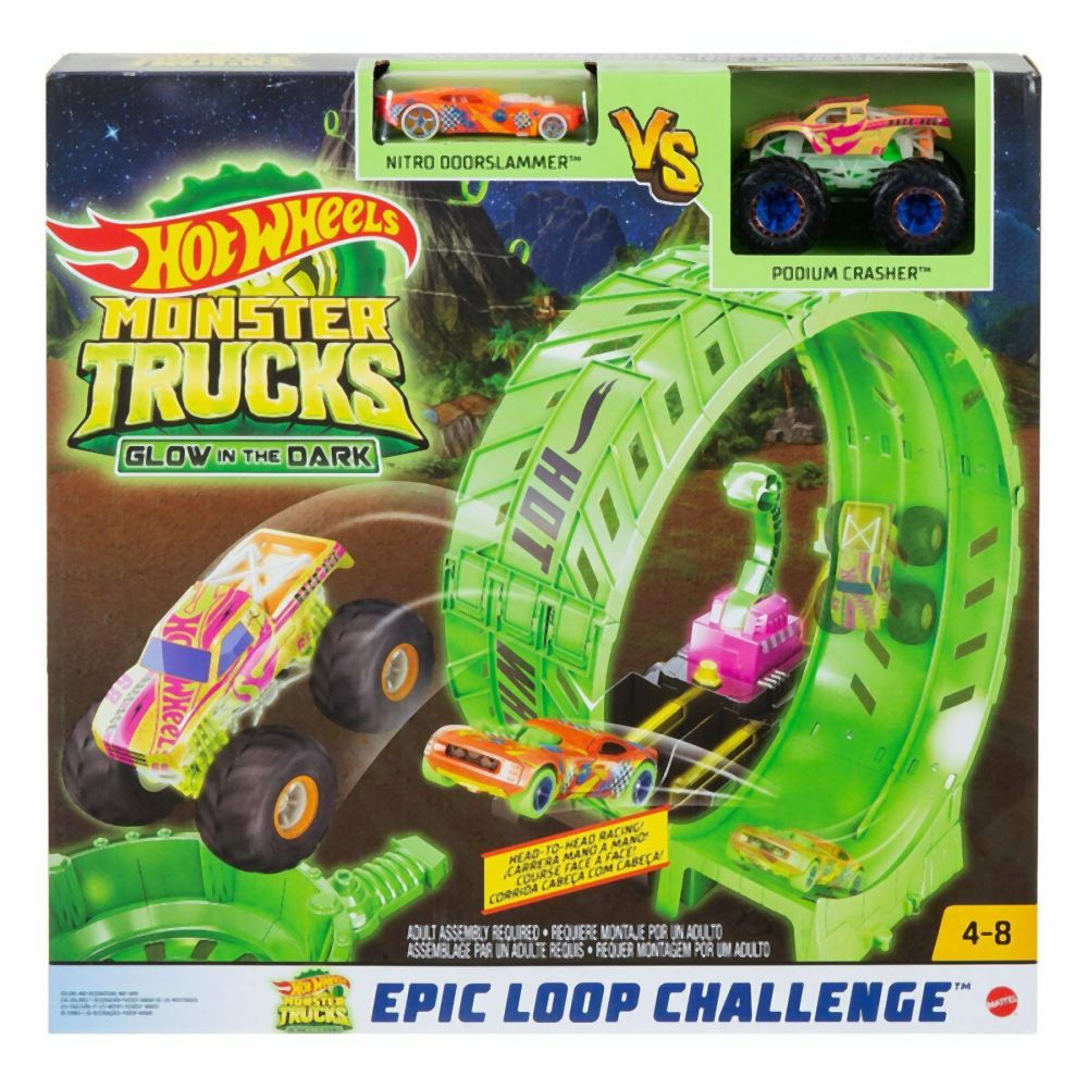 Mattel Hot Wheels Monster Trucks: Glow in The Dark™ - Epic Loop Challenge Playset (HBN02)