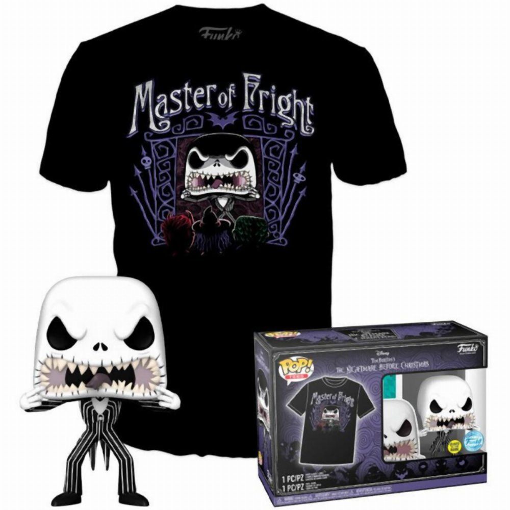 Funko Pop! Tee (Adult): Disney The Nightmare Before Christmas - Jack Skellington (Glows in the Dark) (Special Edition) Vinyl Figure T-Shirt (L)