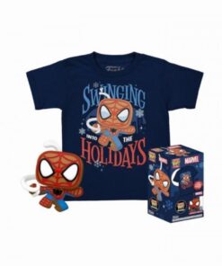 Funko Pocket Pop!  Tee (Child): Marvel - Gingerbread Spider-Man (Special Edition) Bobble-Head Vinyl Figure  T-Shirt (L)