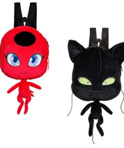 P.M.I. Miraculous Plush Backpacks 30cm (Random-2 characters to collect-Red Tikki/Black-Plag) (MLB7006)