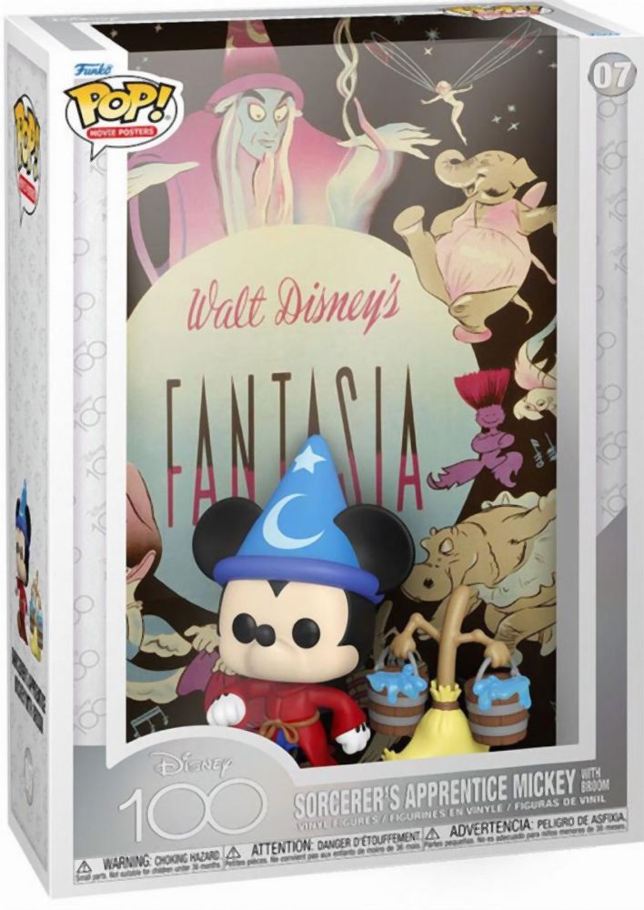 Funko Pop! Movie Posters: Disneys 100th - Sorcerers Apprentice Mickey with Broom #07 Vinyl Figure