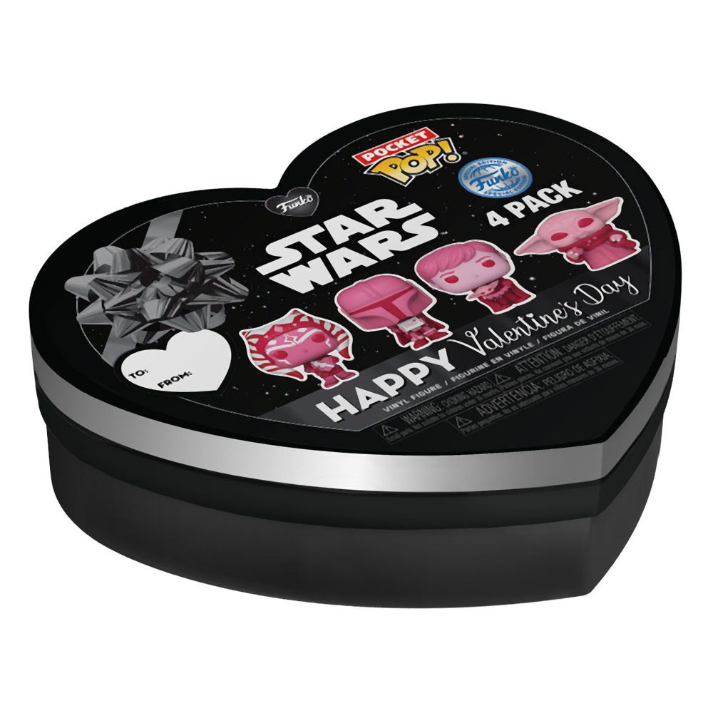 Funko 4-Pack Pocket Pop! Disney Star Wars - The Mandalorian Happy Valentines Day Box Vinyl Figures Keychain
