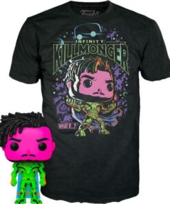 Funko Pop!  Tee (Adult): Marvel What If...? - Infinity Killmonger (Blacklight) (Special Edition) Bobble-Head Vinyl Figure  T-Shirt (L)