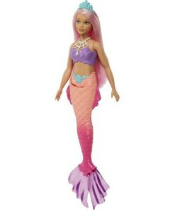 Mattel Barbie Dreamtopia: Curvy, Pink Hair Doll with Pink Ombre Mermaid Tail and Tiara (HGR09)
