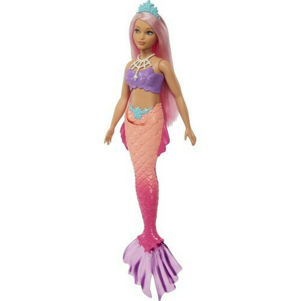 Mattel Barbie Dreamtopia: Curvy, Pink Hair Doll with Pink Ombre Mermaid Tail and Tiara (HGR09)