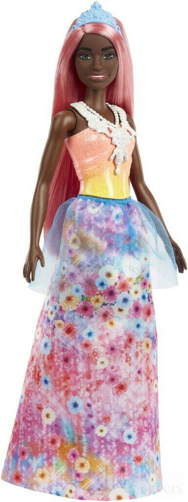 Mattel Barbie Dreamtopia: Princess Dark Skin Doll with Light-Pink Hair (HGR14)
