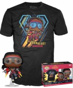 Funko Pop!  Tee (Adult): Marvel Black Panther Wakanda Forever - Iron Heart Riri Williams (Glows in the Dark) Bobble-Head Vinyl Figure and T Shirt (S)
