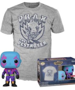 Funko Pop!  Tee (Adult): Marvel Guardians of the Galaxy - Drax (Blacklight) (Special Edition) Vinyl Figure and T-Shirt (L)