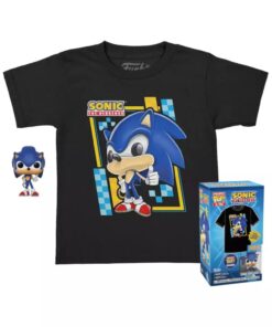 Funko Pocket Pop!  Tee (Child): Sonic (Flocked) Vinyl Figure and T Shirt (L)