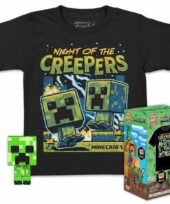 Funko Pocket Pop!  Tee (Child): Minecraft - Blue Creeper (Glows in the Dark) Vinyl Figure  T-Shirt (M)