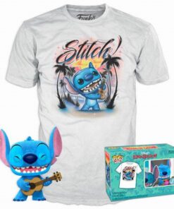 Funko Pop!  Tee (Adult): Lilo amd Stitch - Ukelele Stitch (Flocked) Vinyl Figure and T-Shirt (XL)