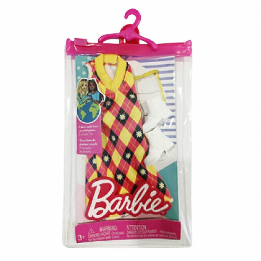 Mattel Barbie: Fashion Pack Diamond Pattern Dress With Yellow And Pink (HJT17)