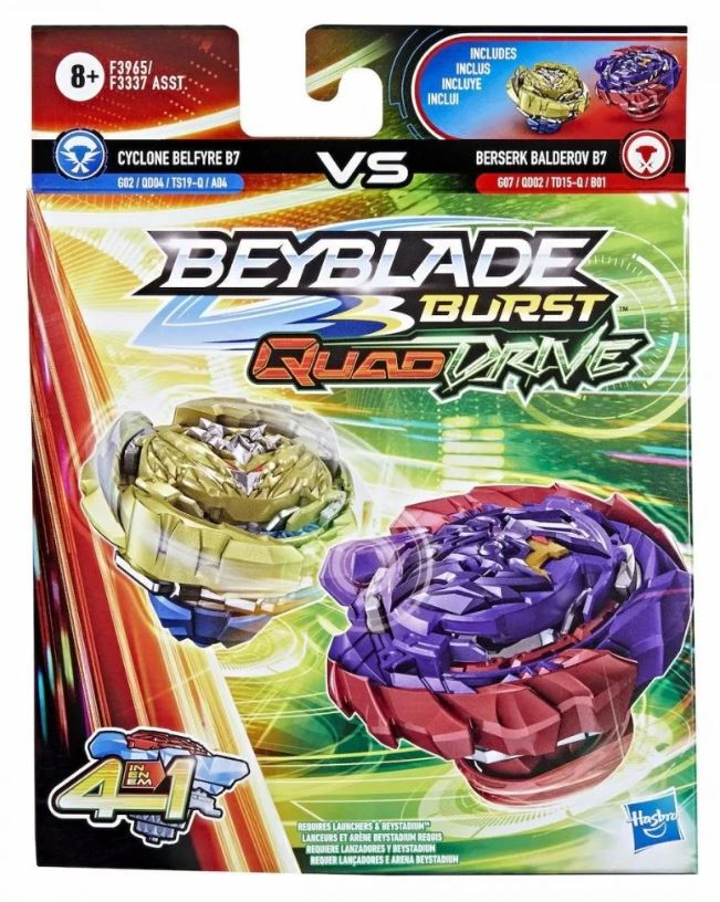 Hasbro Beyblade Burst: Quad Drive 4 in 1 - Cyclone Belfyre B7 VS Berserk Balderov B7 (F3965)