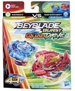 Hasbro Beyblade Burst: Quad Drive 4 in 1 - Gilded Nemesis N7 VS Salvage Valtryek Rashad V7 (F4491)