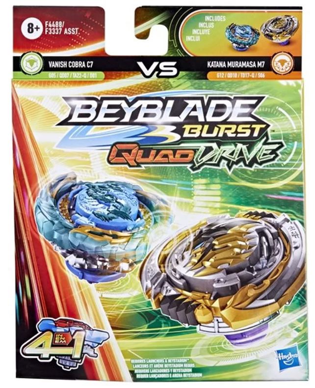Hasbro Beyblade Burst: Quad Drive 4 in 1 - Vanish Cobra C7 VS Katana Muramasa M7 (F4488)