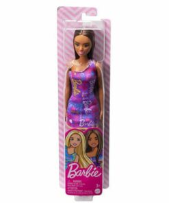 Mattel Barbie Purple Dress with Flowers - Dark Skin Doll Doll with Purple Dress (HGM57)