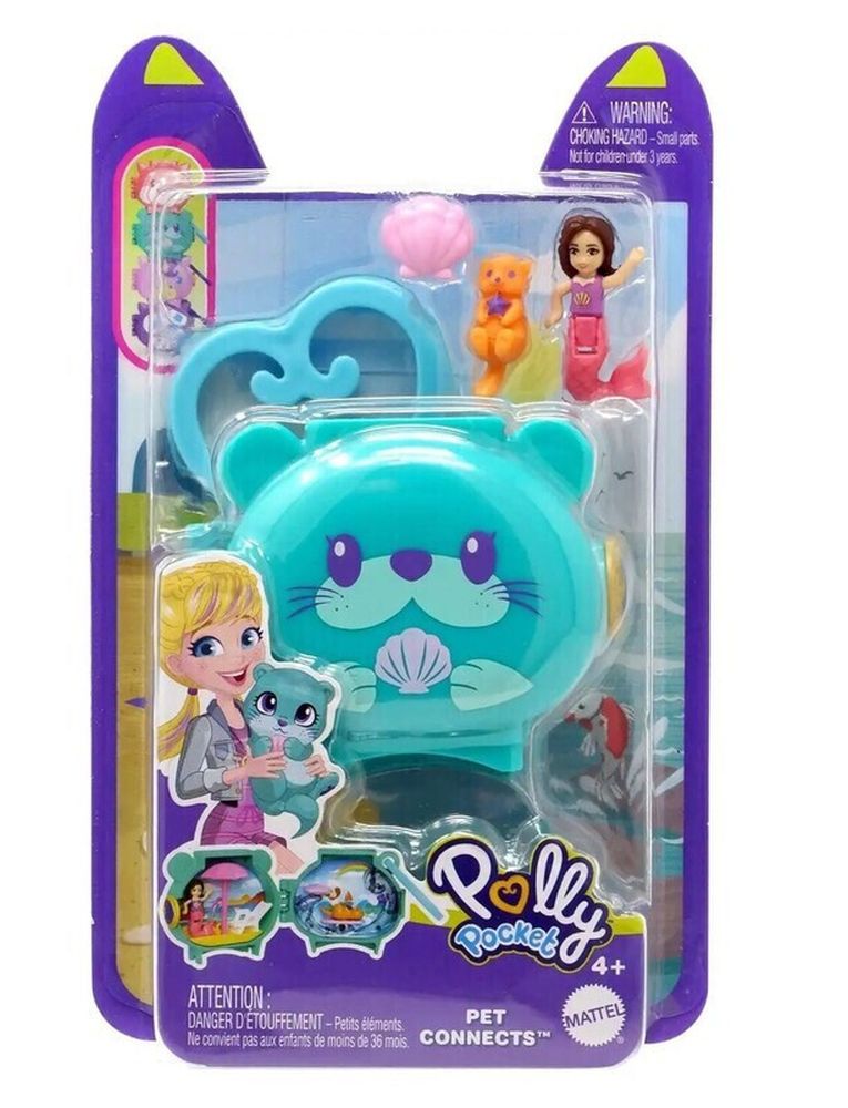 Mattel Polly Pocket Mini: Pet Connects - Otter Compact Playset (HKV48)