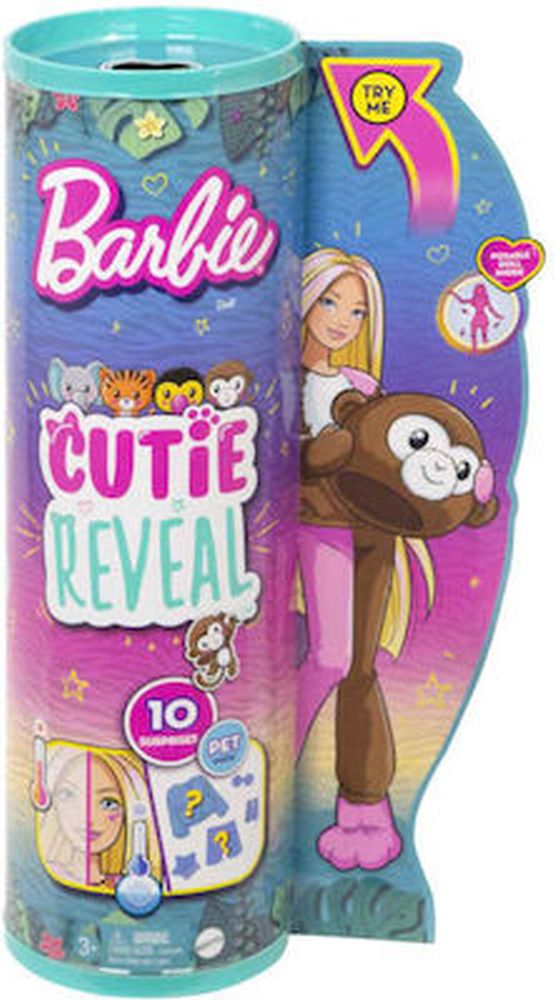 Mattel Barbie: Cutie Reveal Jungle Series - Monkey Surprise Doll (HKR01)