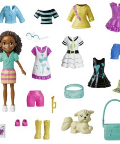 Mattel Polly Pocket: Medium Pack - Painting Dark Skin Doll with Pet (HKV91)