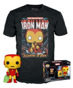 Funko Pop!  Tee (Adult): Marvel - Holiday Iron Man (Glows in the Dark) Vinyl Figure  T-Shirt (S)