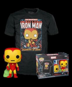 Funko Pop!  Tee (Adult): Marvel - Holiday Iron Man (Glows in the Dark) Vinyl Figure  T-Shirt (L)
