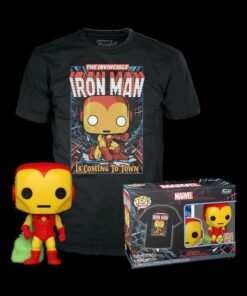 Funko Pop! Tees (Adult): Marvel - Holiday Iron Man (Glows in the Dark) Vinyl Figure  T-Shirt (XL)