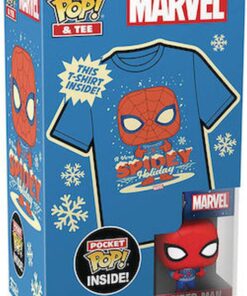 Funko Pocket Pop!  Tee (Child): Marvel - Holiday Spiderman Vinyl Figure  T-Shirt (M)