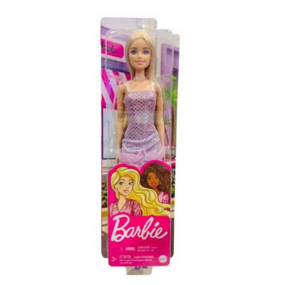 Mattel Barbie: Glitz Outfits - Brown Hair Doll with Purple Dress (HJR93)