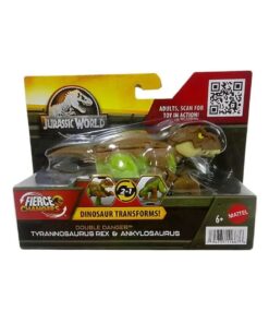 Mattel Jurassic World: Fierce Changers Double Danger - Tyrannosaurus Rex  Ankylosaurus (Brown) (HLP06)