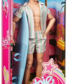 Mattel Barbie: The Movie - Ken Doll Wearing Pastel Striped Beach Matching Set (HPJ97)