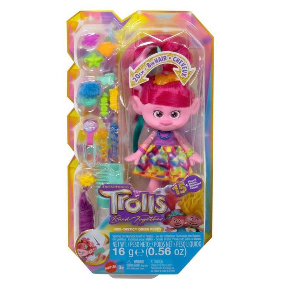 Mattel Trolls Band Together - Hair-Tastic Queen Poppy Sparkle Gel (HNF25)